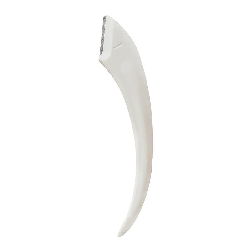 Curved moon eyebrow trimming knife with comb in white and pink colour options