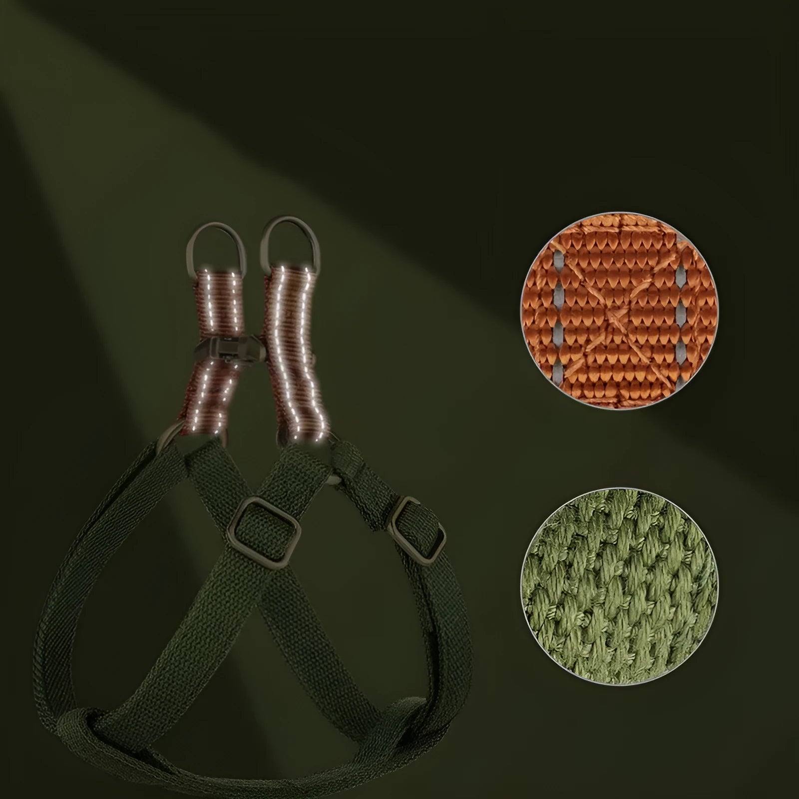 Brown vest-style dog lead with cotton and nylon construction and alloy fastener