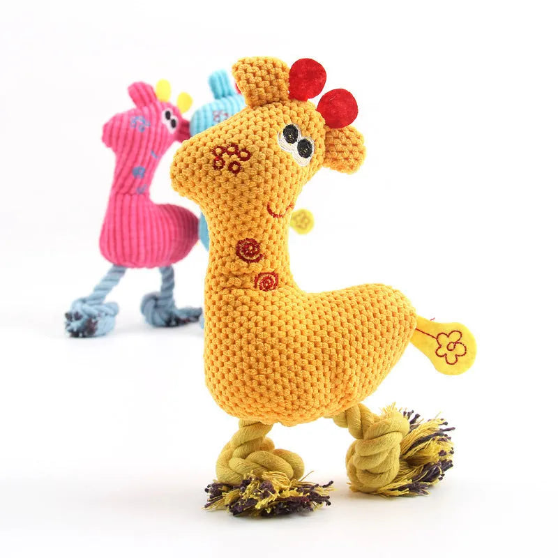 Blue deer-shaped plush pet toy with corn grain texture, suitable for dogs and cats