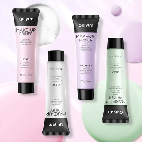 30g colour-correcting makeup primer in purple, pink, and green shades for moisturising base application