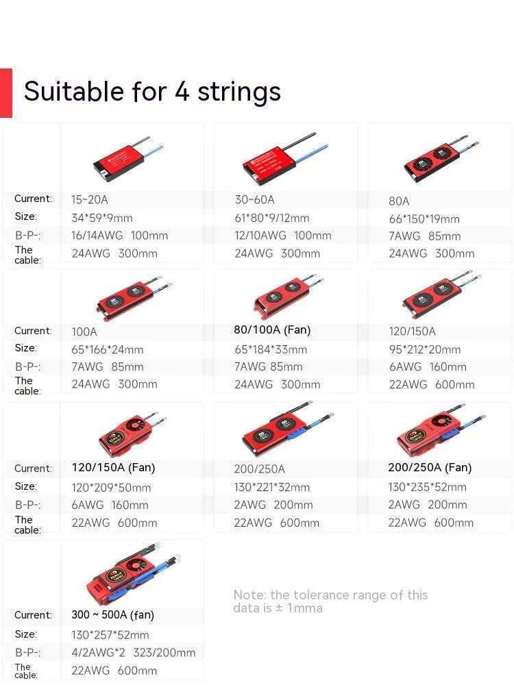 Dali lithium iron phosphate battery protection board for 4S 12V systems