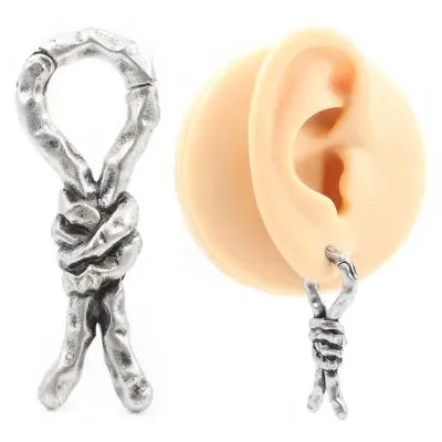 Copper bending shape auricle earring for cartilage piercing, 4mm size, retro design.