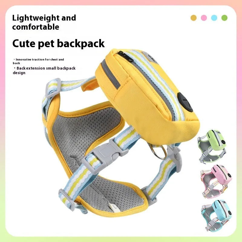 Explosion-proof anti-strangulation pet harness in four colours with 1.5 metre holding rope