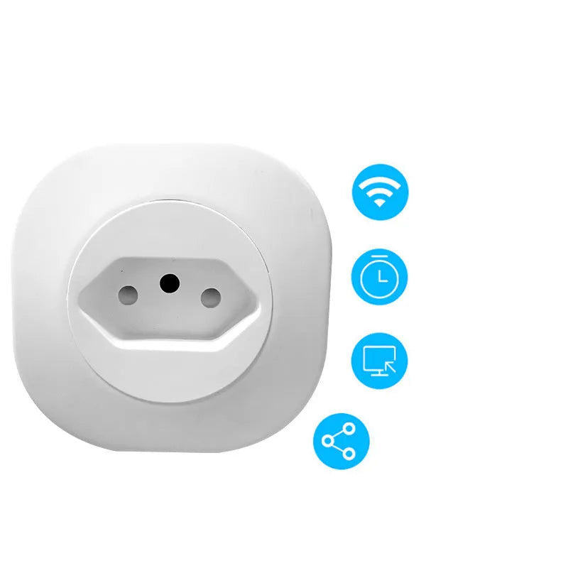 White smart socket plug with WIFI and voice control, showing EU plug style