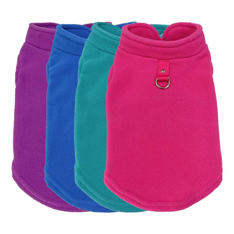Thickened polar fleece dog waistcoat in solid colour, available in nine shades