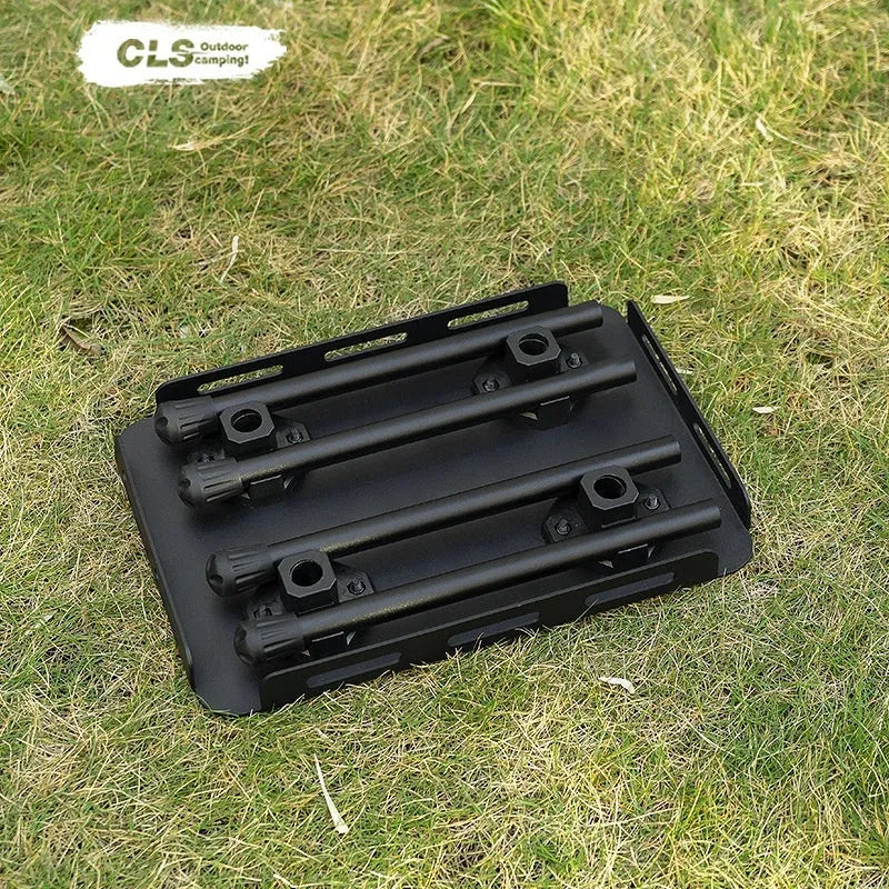 CLS aluminium alloy dual-use camping stool converted to small table with Army Green PU mat cushion