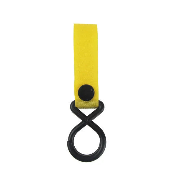 Nylon Velcro luggage hook in multiple colours on white background with OPP packaging