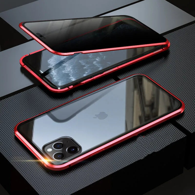 Glass anti-spy clamshell phone case for iPhone in multiple colour options