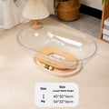 Transparent acrylic cat space capsule bed showing enclosed bathtub-like design.