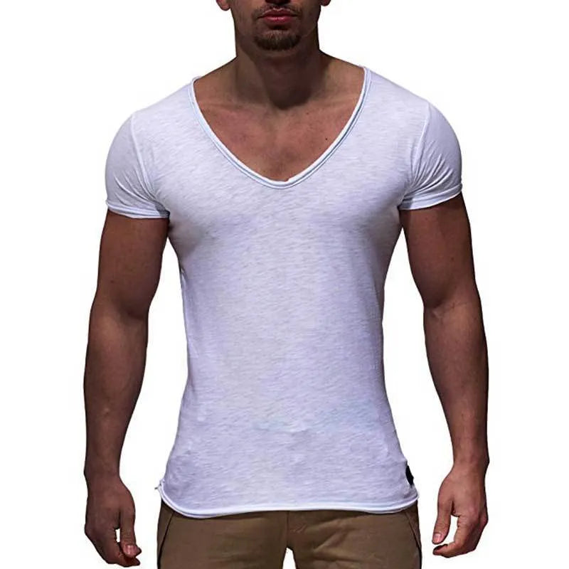 Men's v-neck short sleeve t-shirt in modal fabric, slim fit, available in multiple colours