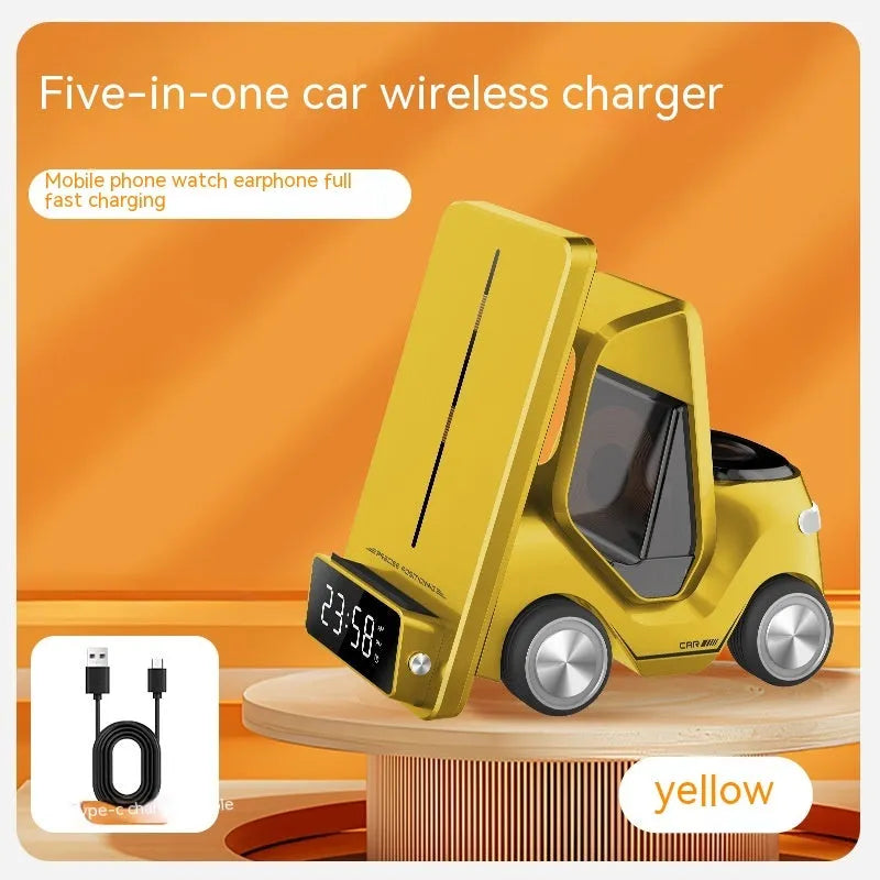 Three-in-one 15W wireless charging bracket in grey, white, yellow or orange colours