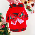 Polyester Christmas dog sweater for small to medium dogs in red, green, or beige colours with weight-based sizing