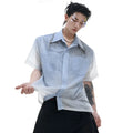 Blue gradient loose fit half sleeve summer shirt on hanger
