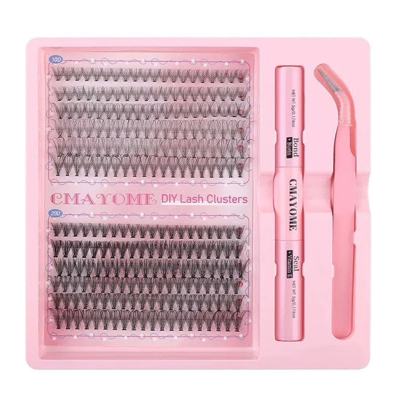 DIY individual cluster false eyelashes for natural thick mixed split style with artificial fibre construction