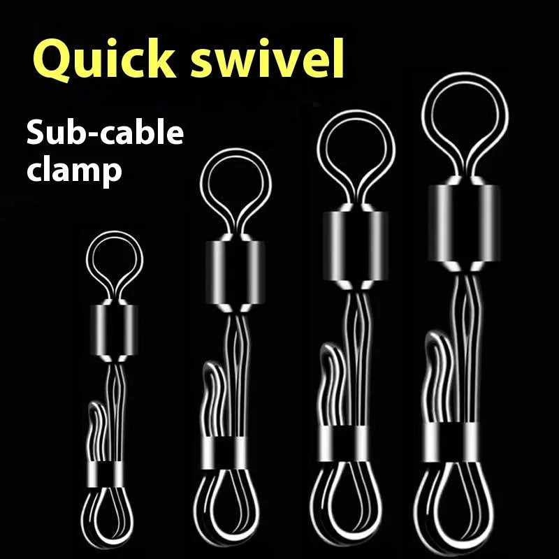 Brass quick change fishing line clamp with barrel swivel bearing and quick release ring