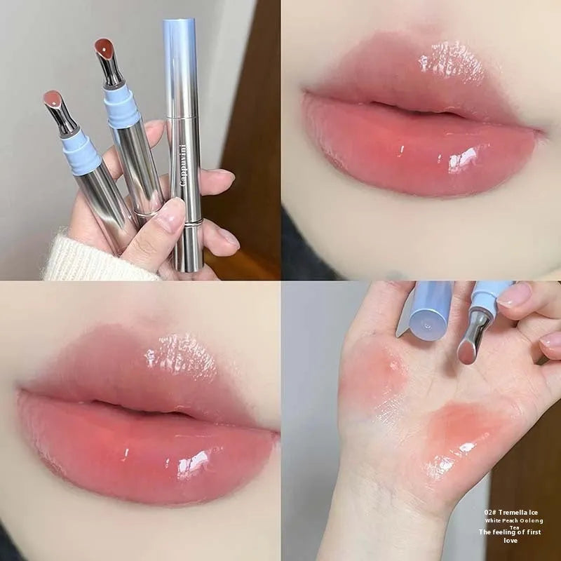 Mirror Water Light Fashion Lipstick in six ice-shade colours including Almond Ice and Raspberry Ice.