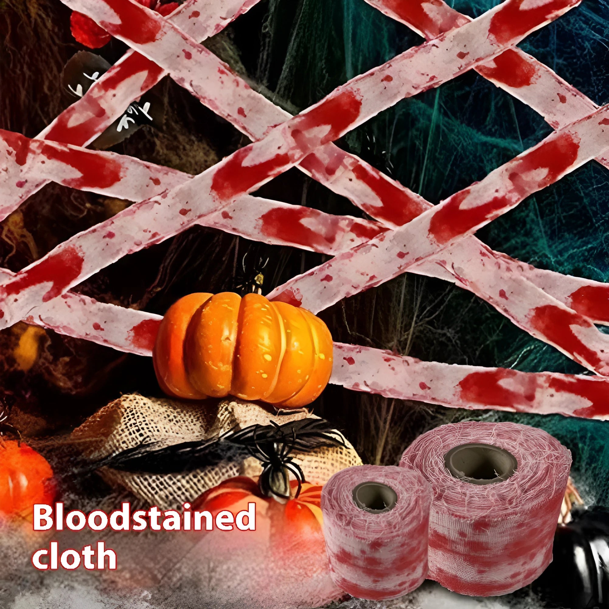 Halloween horror bandage gauze fabric bloody cloth strip polyester material 8cm width