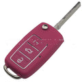 Volkswagen Jetta Golf 3-button remote key shell in black, blue, purple, red, and yellow colours.