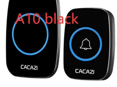 Wireless doorbell system with plug-in receiver and battery transmitter showing colour options