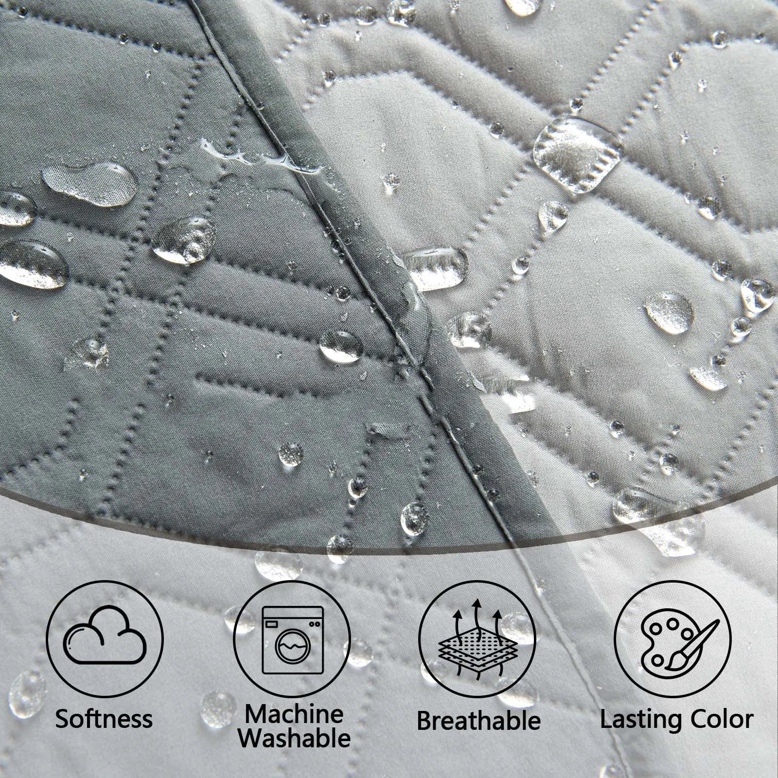 Reversible waterproof dog sofa cushion in dark grey and light grey or khaki and beige colours