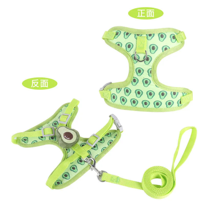 Reflective chest strap vest-style dog walking lead in polyester material showing carrot colour option