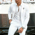 White slim fit two-piece wedding suit for grooms and groomsmen with extended XS to 5XL sizing