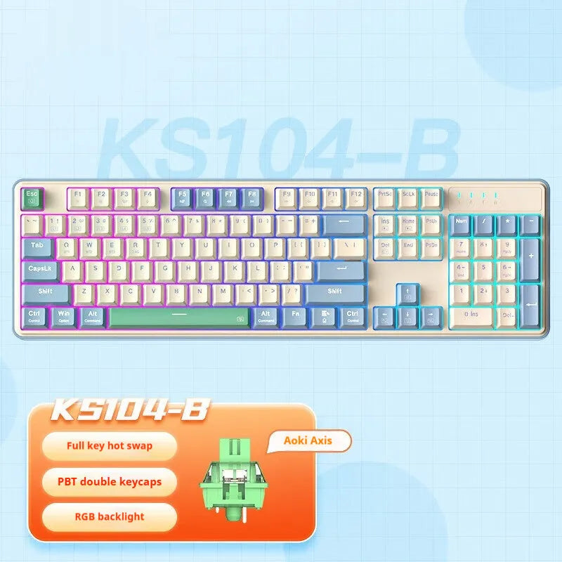 Red Dragon three-mode mechanical keyboard with 104 keys in multiple colour and switch options