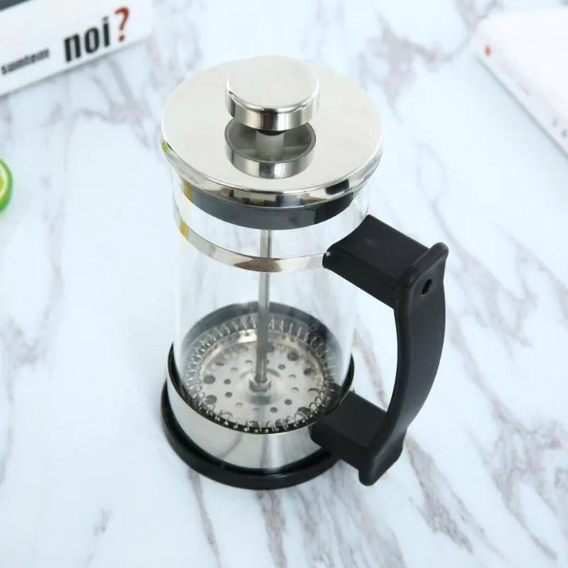 350ml capacity glass French press coffee maker with stainless steel plunger