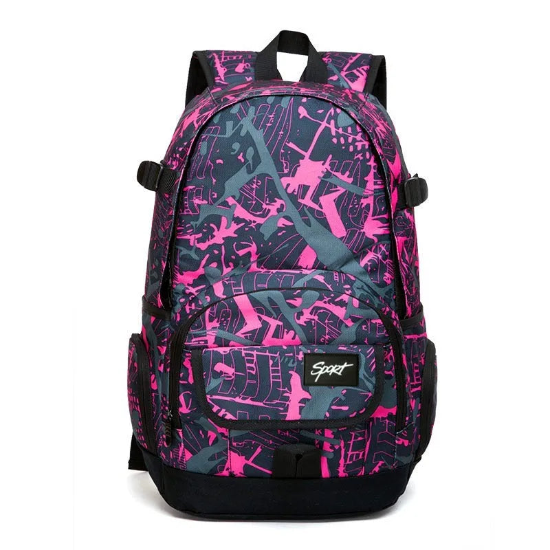 Classic blue or red nylon backpack with large capacity for school and travel