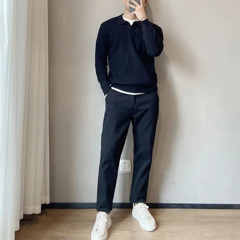 Men's rabbit fur modal knitted pullover sweater in loose fit with long sleeves