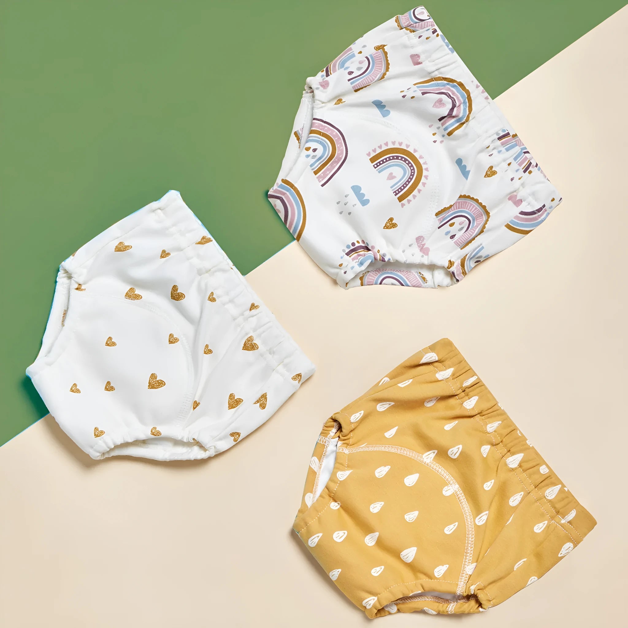 Gauze baby training pants in pure cotton with printed design, 3 pack, sizes M/90 and L/100