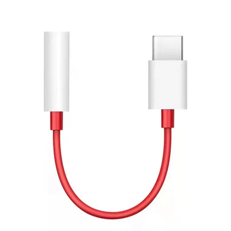 Black audio adapter cable for OnePlus 6T 7 Pro with Type C and 3.5mm connectors