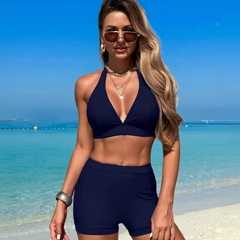 Women's nylon swimsuit bikini in multiple colours for swimming and hot spring use