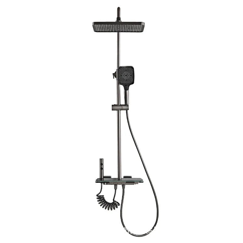 Aluminium digital display shower head set with concealed mounting in white or grey finish