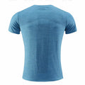 Men's red polyester spandex short sleeve sports t-shirt for running and basketball.