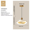 Modern minimalist ceiling fan lamp with light, golden chandelier finish, quiet muted motor for bedroom dining room