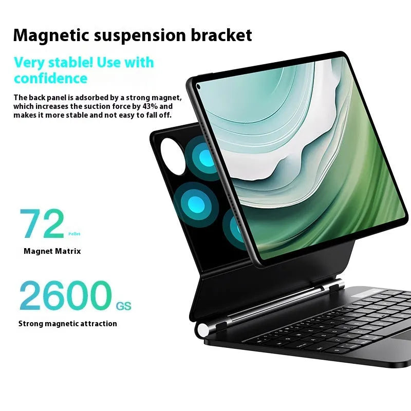 Miaocontrol magnetic wireless keyboard cover for 11-inch Huawei Matepad and Matepad Pro tablets in black.