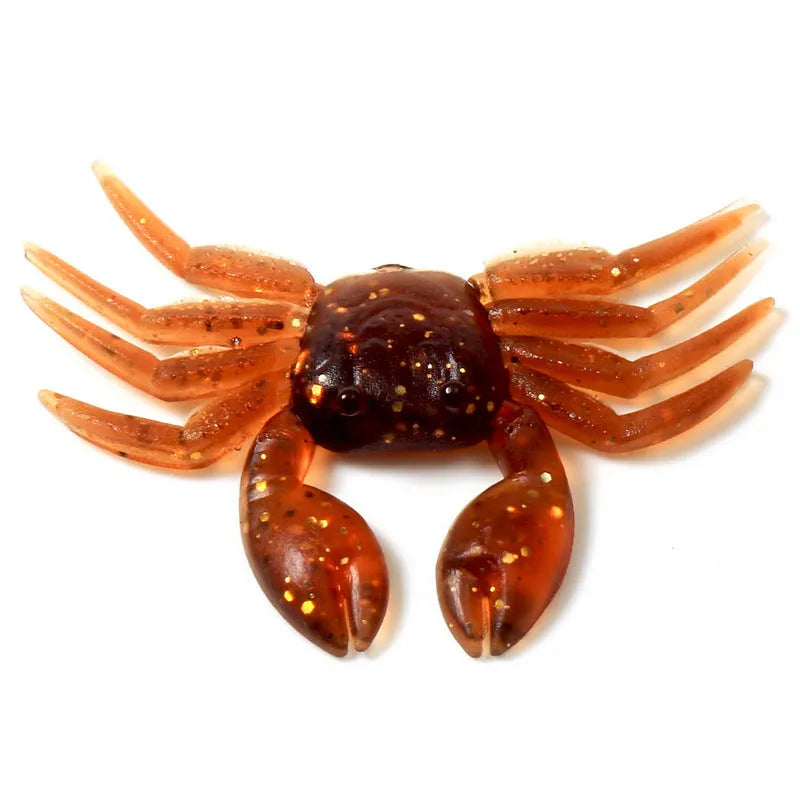 8cm PVC crab fishing lure in red or brown colour with fishhook