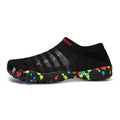Men's camouflage flyknit water shoes with flat rubber sole and lace-up front