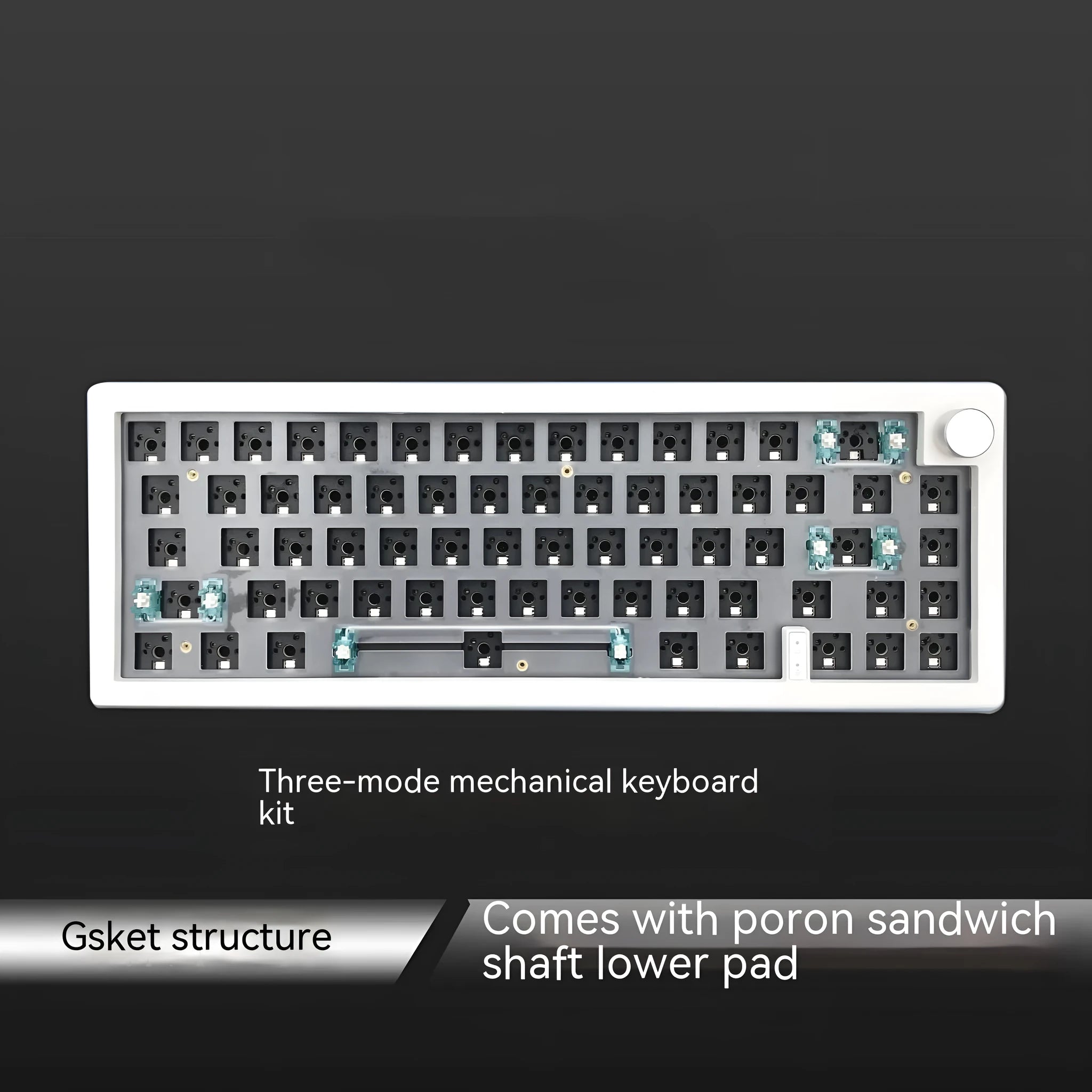 DIY hot-swappable RGB mechanical keyboard kit with knob support in seven colour options