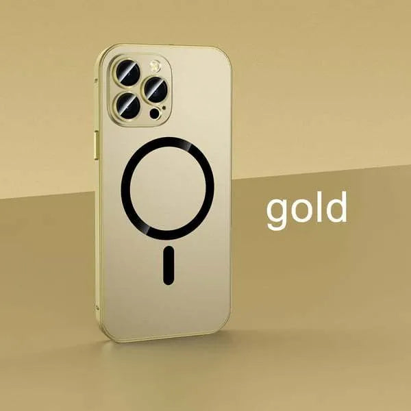 Aluminium alloy frame protective iPhone case with magnetic suction feature in multiple colour options