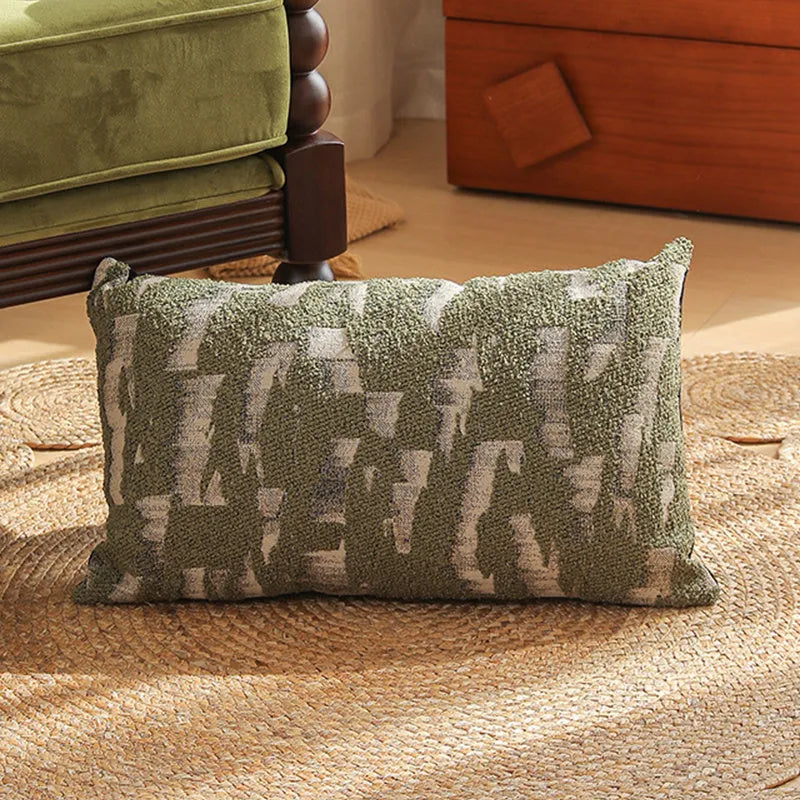 Square 45cm jacquard cushion cover with a detailed woven floral pattern in a retro Nordic style.