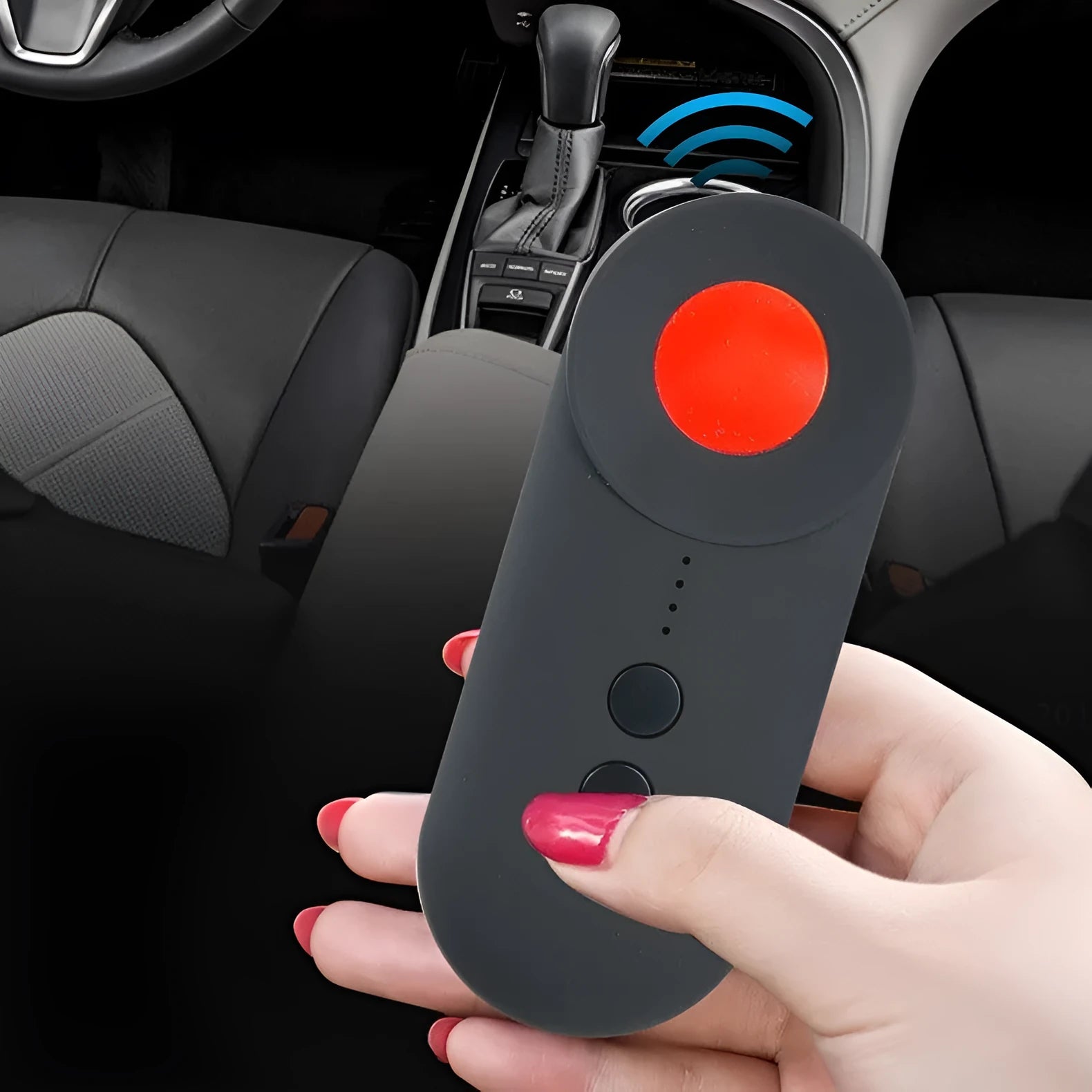 Black GPS and camera detection device for anti-theft surveillance measuring 93.8mm by 38mm