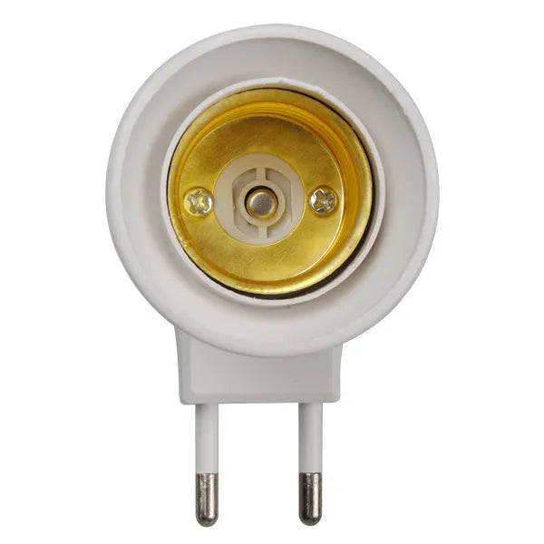 White wall plug-in screw lamp holder with switch for E27 bulb socket conversion