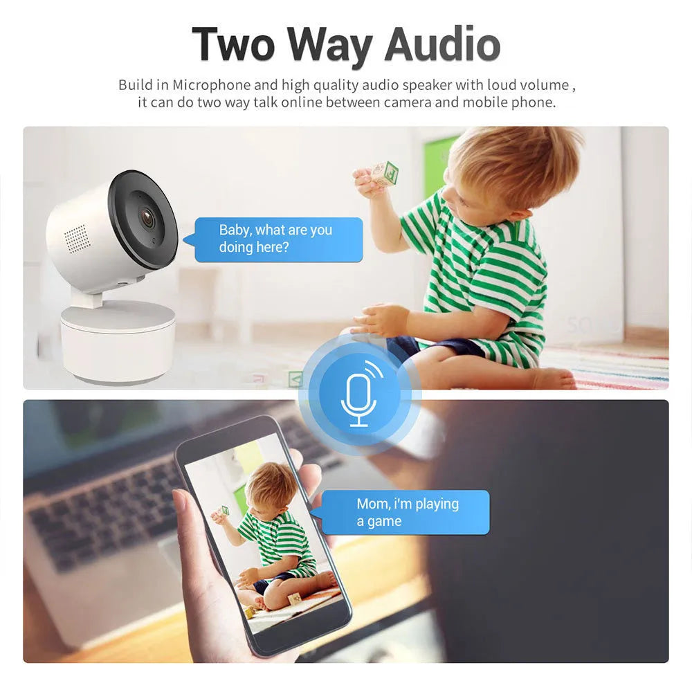 Smart WiFi security camera with 1080P HD resolution and automatic motion detection tracking