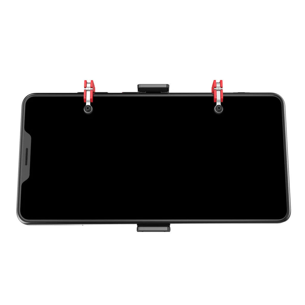 Black PG-9137 mobile phone gaming trigger handle showing the rear-mounted trigger and telescopic phone clip.