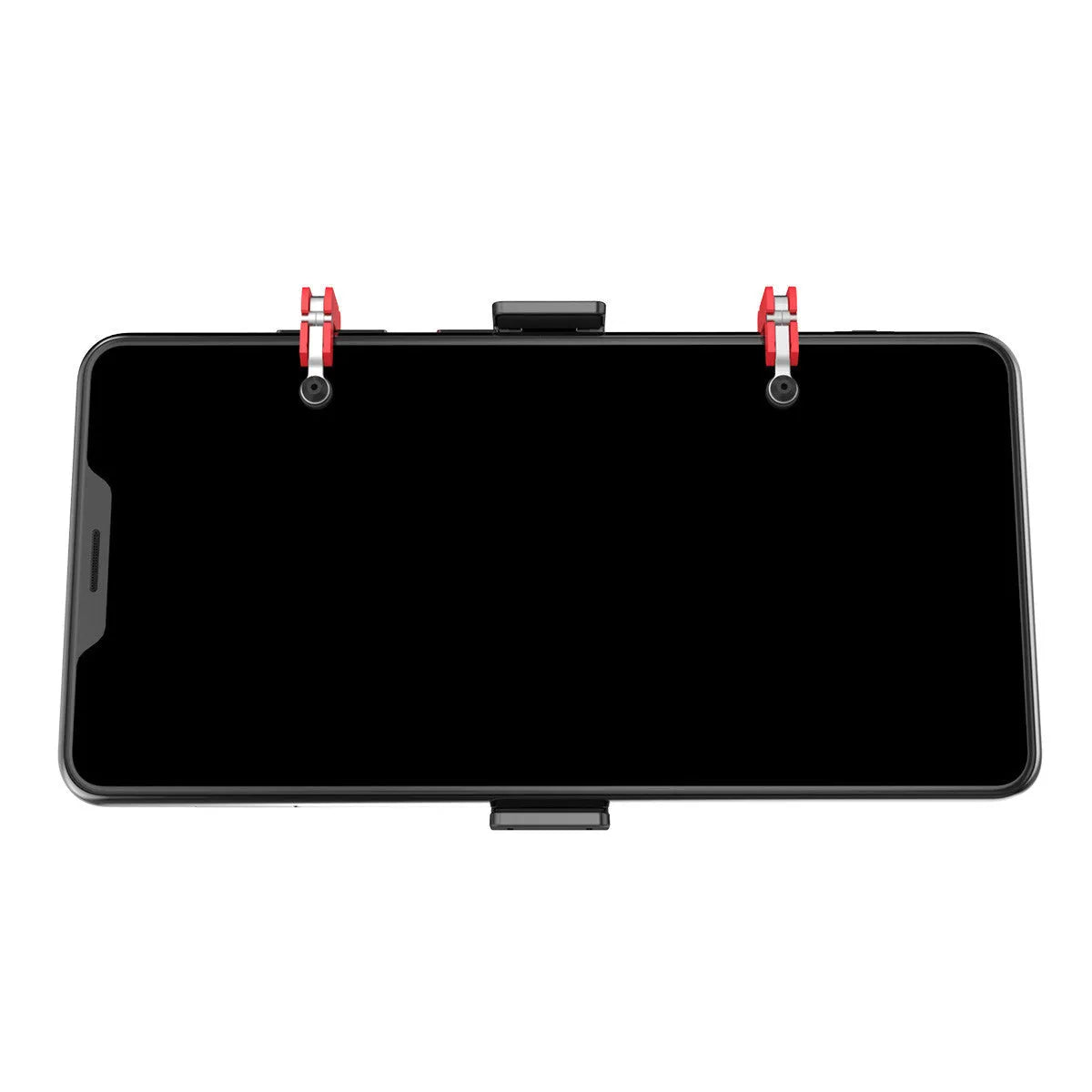 Black PG-9137 mobile phone gaming trigger handle showing the rear-mounted trigger and telescopic phone clip.