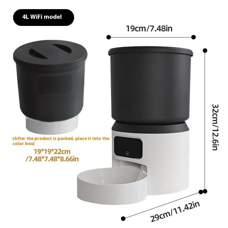 4L smart pet feeder with remote control and camera monitoring options