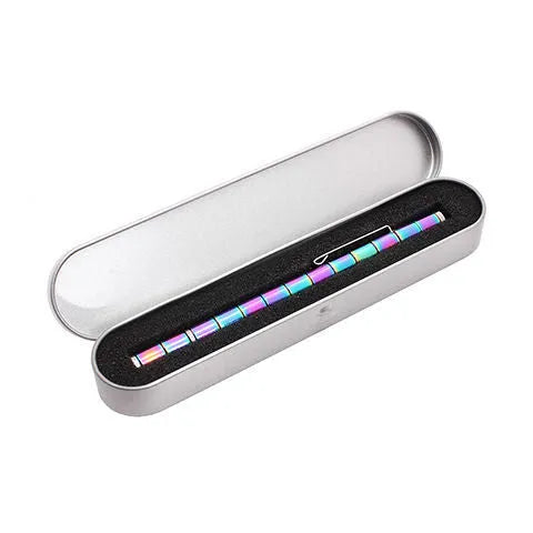 Magnetic modular pen with 13 rings, 12 steel balls, 3 refills, and capacitive head in silver iron box