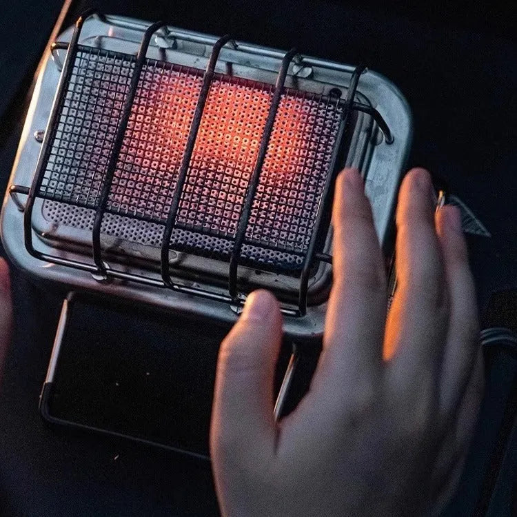 Collapsible outdoor heating stove showing expanded 180x167x125mm size and metal primary colour finish with multi-material construction